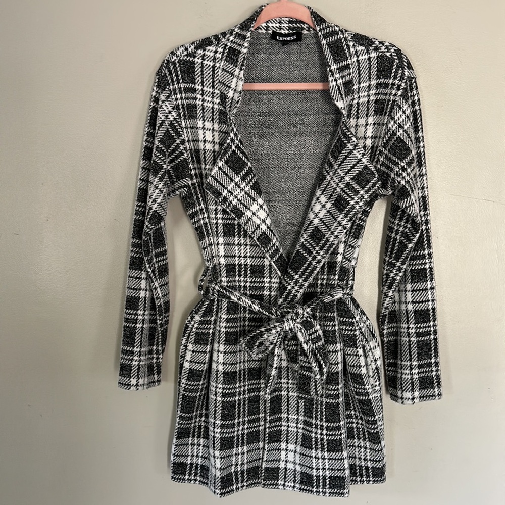 Express Plaid Knit Jacket - XS